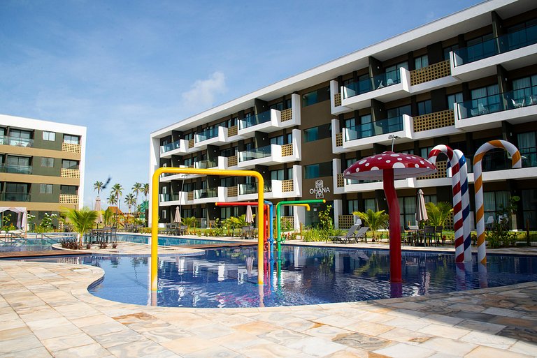 Flat c/ vista para piscina na praia de Muro Alto
