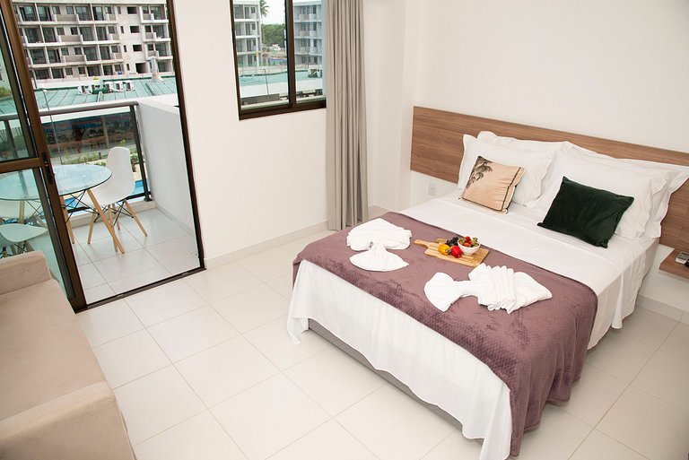 FLAT CHARMOSO C/ VISTA PARA PISCINA NA PRAIA DE MURO ALTO