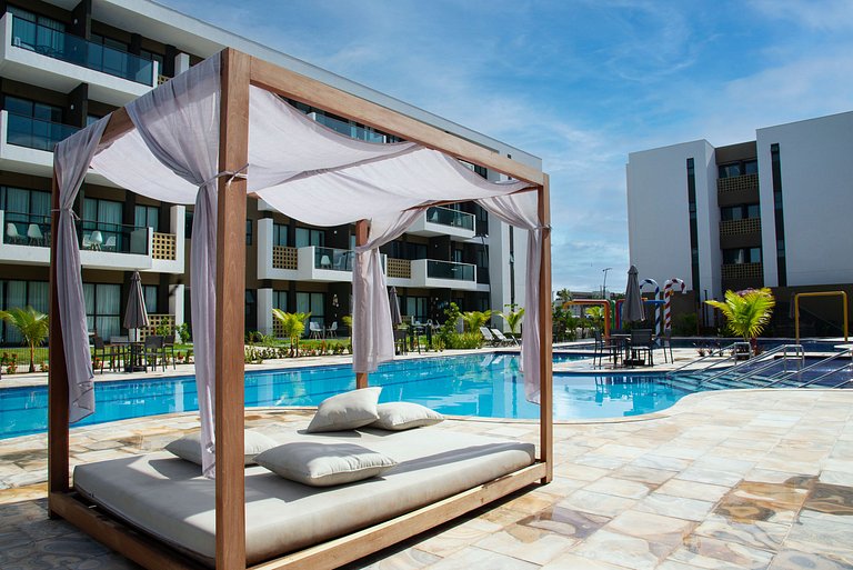 FLAT CHARMOSO C/ VISTA PARA PISCINA NA PRAIA DE MURO ALTO