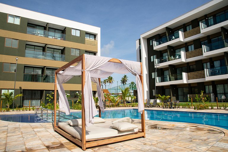FLAT CHARMOSO C/ VISTA PARA PISCINA NA PRAIA DE MURO ALTO