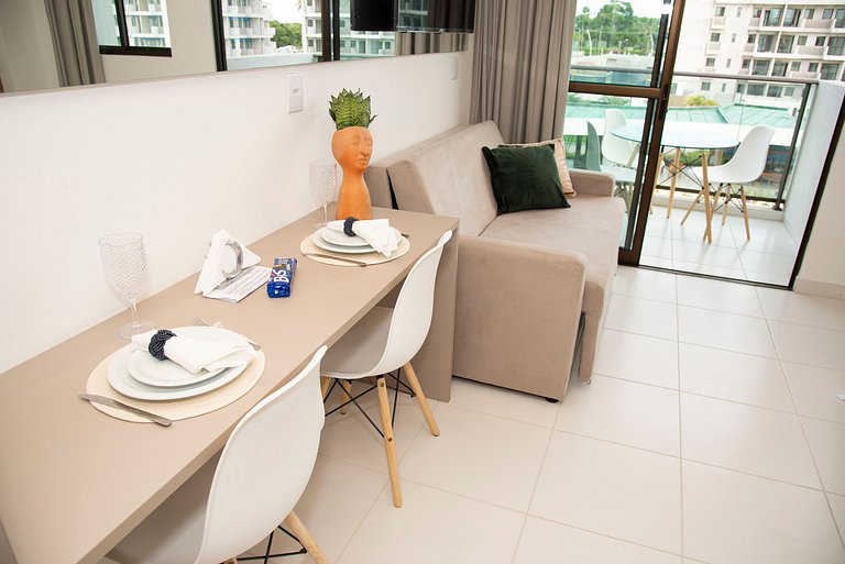 FLAT CHARMOSO C/ VISTA PARA PISCINA NA PRAIA DE MURO ALTO