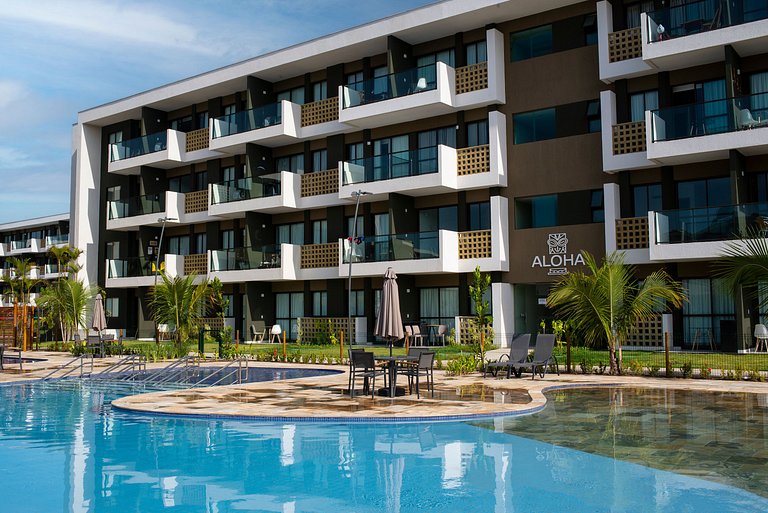FLAT CHARMOSO C/ VISTA PARA PISCINA NA PRAIA DE MURO ALTO