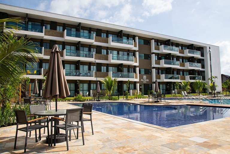 FLAT CHARMOSO C/ VISTA PARA PISCINA NA PRAIA DE MURO ALTO