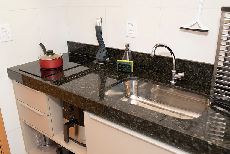 Novo flat Térreo com vista para piscina