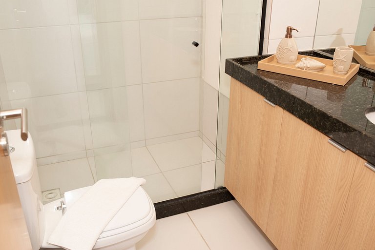 Novo flat Térreo com vista para piscina