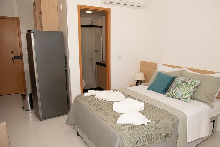 Novo flat Térreo com vista para piscina