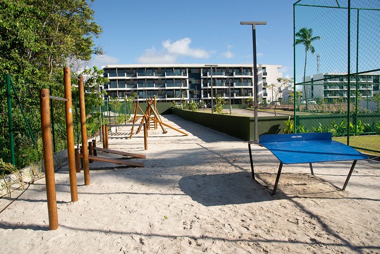 Novo flat Térreo com vista para piscina