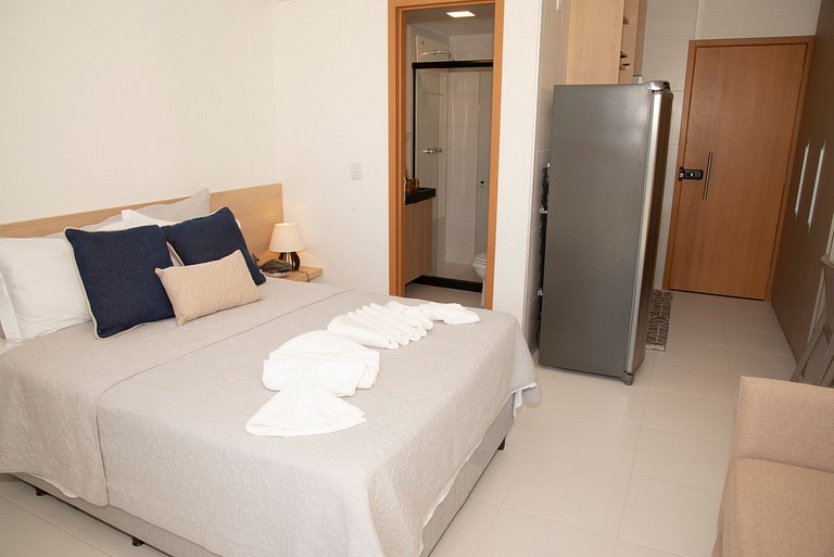 Novo flat Térreo com vista para piscina